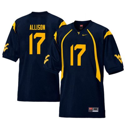 Men's West Virginia Mountaineers NCAA #17 Jack Allison Navy Authentic Nike Throwback Stitched College Football Jersey LP15H61HK